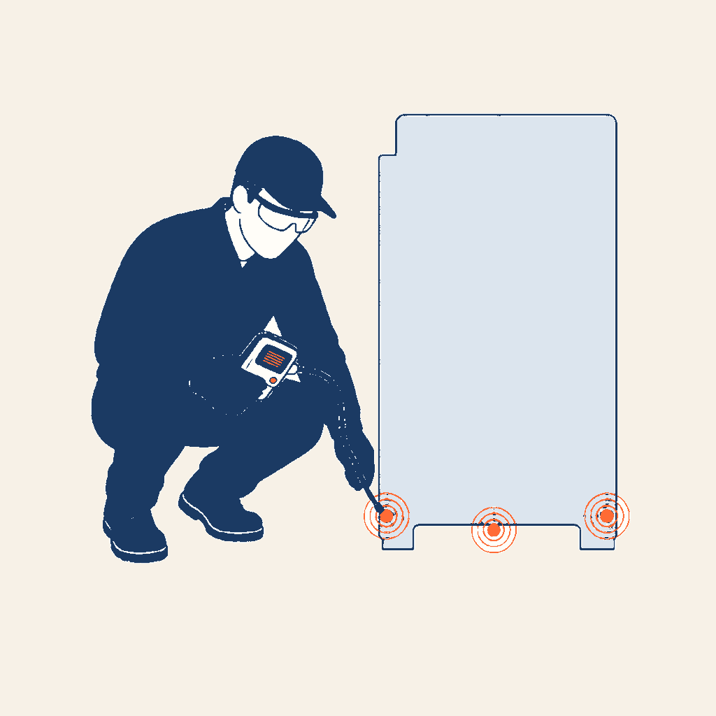 Technicien recherchant une fuite sur une installation.