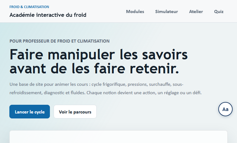 Aperçu — Froid Clim Académie - cours interactifs